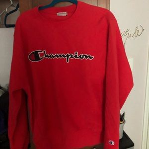 Champion reverse weave red sweatshirt. Size small